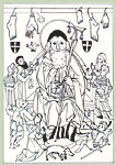 Figura 10. San Antonio. De una xilografía hecha en Alemania alrededor de 1215 d.C. (Cortesía de Staatliche Graphische Sammlung München, Munich, Alemania. Dibujado a partir del original.)