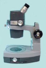 Figure 2.  Dissecting Microscope - move cursor over the list of microscope parts and note the highlighted areas to identify various components. (Courtesy M. B. Riley)